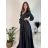 Šaty dlhé elegantné saténové dlhý rukáv dámske (S/M ONE SIZE) TALIANSKA MÓDA IMPBB24O782/DUR S / M zlatá