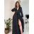 Šaty dlhé elegantné saténové dlhý rukáv dámske (S/M ONE SIZE) TALIANSKA MÓDA IMPBB24O782/DUR S / M zlatá