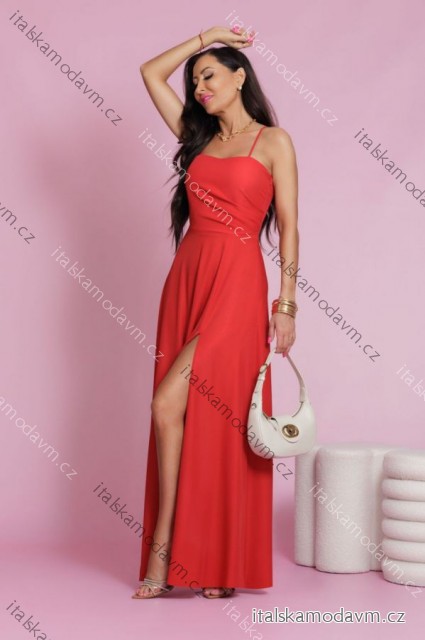 Šaty dlhé spoločenské na ramienka dámske (34-42) POLSKÁ MÓDA PMLEL24NATHALIE1