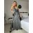 Šaty dlouhé společenské třpytivé na ramínka dámské (S/M ONE SIZE) ITALSKá MODA IM325NORA/DU -   strieborná
 -   S / M
