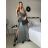 Šaty dlouhé společenské třpytivé na ramínka dámské (S/M ONE SIZE) ITALSKá MODA IM325NORA/DU -   strieborná
 -   S / M