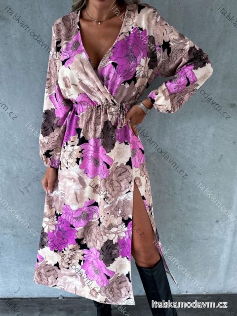 Šaty letné elegantný dlhý rukáv dámske (S/M ONE SIZE) TALIANSKA MÓDA IMD25LUCY