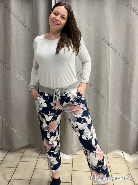 Tepláky dlouhé dámské nadrozměr (48/50/52 ONE SIZE) ITALSKÁ MÓDA IMN24001/DR