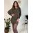 Šaty krátke elegantné trblietavé dlhý rukáv dámske (S/M/L ONE SIZE) TALIANSKA MÓDA IMC24602/DUR zlatá S/M/L