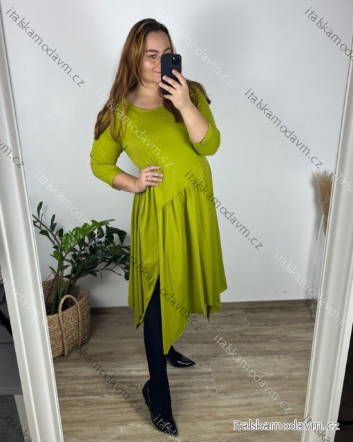 Šaty dlhé 3/4 dlhý rukáv dámske nadrozmer (50/52/54 ONE SIZE) TALIANSKA MÓDA IMC24376/DUR