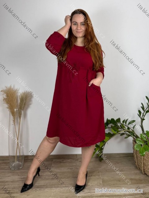 Šaty dlhé sťahovací letný krátky rukáv dámske nadrozmer (48/50/52 ONE SIZE) TALIANSKA MÓDA IM425151