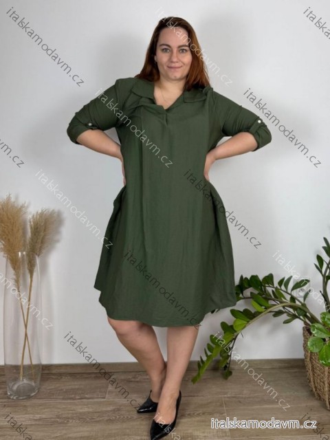 Šaty košeľové  3/4 dlhý rukáv dámske nadrozmer (52/54/56 ONE SIZE) TALIANSKA MÓDA IM425013/DUR