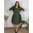 Šaty košeľové  3/4 dlhý rukáv dámske nadrozmer (52/54/56 ONE SIZE) TALIANSKA MÓDA IM425013/DUR  zelená khaki