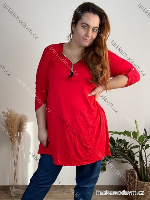 Tunika oversize so zipsom 3/4 rukáv dámske nadrozmer (54/56/58 ONE SIZE) TALIANSKA MÓDA IM424512/DUR