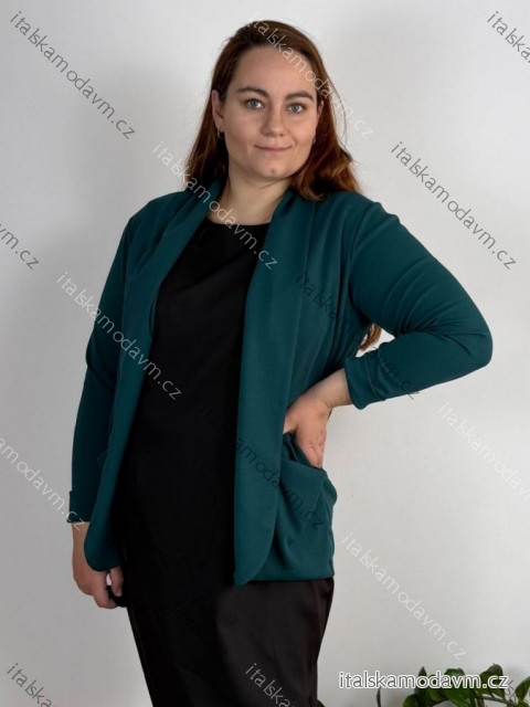 Sako elegantný dlhý rukáv dámske nadrozmer (48/50/52 ONE SIZE) TALIANSKA MÓDA IMD25513