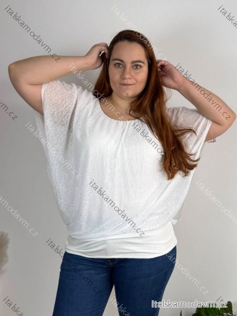 Tunika blúzka krátky rukáv dámska nadrozmer (52/54/56 ONE SIZE) TALIANSKA MODA IM424128/DUR