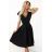 348-10 SCARLETT flared dress with neckline - black with glitter