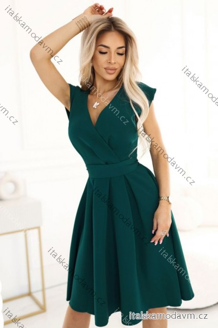 348-11 SCARLETT - flared dress with a neckline - green