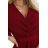 581-2 JENNIFER long dress with leg slit, sleeve and neckline - burgundy color