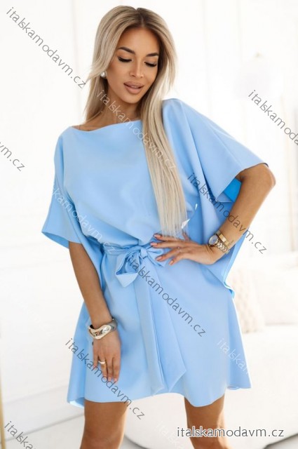 287-36 SOFIA Butterfly Dress with Waist Tie - Pastel Blue