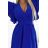 586-2 Women's dress s obálkou neckline, sleeves and belt - blue