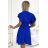 586-2 Women's dress s obálkou neckline, sleeves and belt - blue