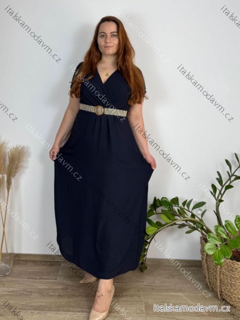 Šaty letné košeľové s opaskom krátky rukáv dámske Luka(M/L/XL ONE SIZE) TALIANSKA MóDA IM425036/DUR