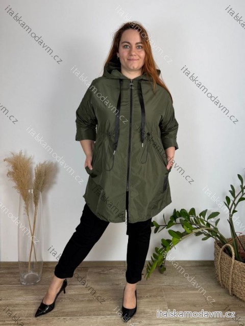 Bunda stahovací slabá na zip s kapucí dlouhý rukáv dámská nadrozměr (50/52/54 ONE SIZE) ITALSKÁ MÓDA IMC25097