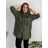 Bunda stahovací slabá na zip s kapucí dlouhý rukáv dámská nadrozměr (50/52/54 ONE SIZE) ITALSKÁ MÓDA IMC25097/DUR 50/52 zelená khaki