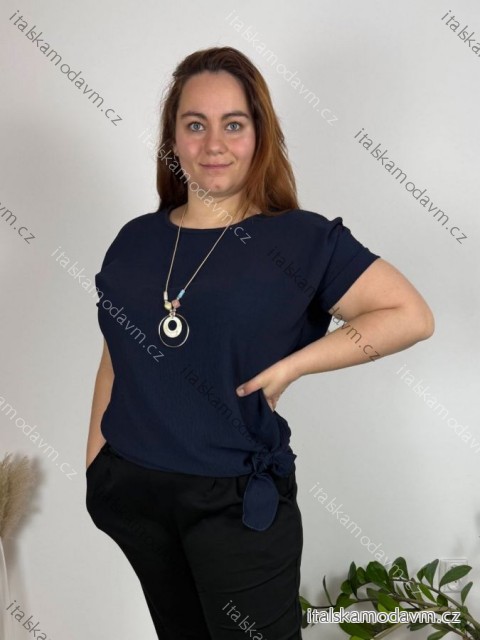 Tunika s príveskom krátky rukáv dámska nadrozmer (4850/52 ONE SIZE) TALIANSKA MÓDA IM425031/DUR