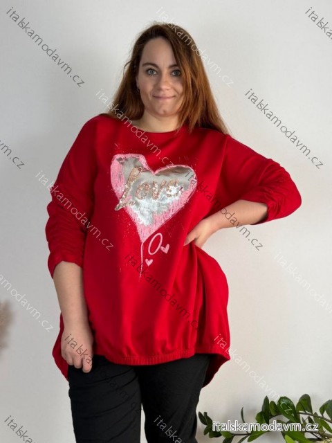 Mikina oversize teplá dlhý rukáv dámska nadrozmer (54/56/58 ONE SIZE) TALIANSKA MÓDA IM425058/DUR