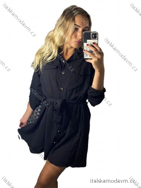 Šaty košeľové 3/4 dlhý rukáv dámske (S/M/L ONE SIZE) TALIANSKA MÓDA IMD24121