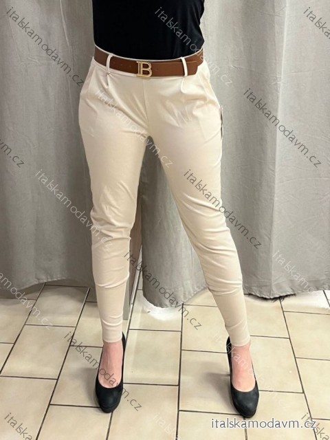 Kalhoty elegantní s páskem dámské nadrozměr (M/L/XL ONE SIZE) ITALSKÁ MÓDA IMC25069/DUR M/L béžová