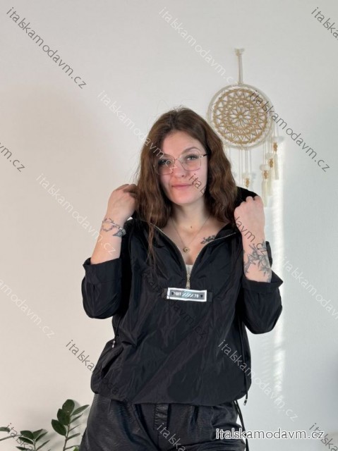 Bunda šusťáková s kapucňou dámska nadrozmer (S/M/L ONE SIZE) TALIANSKA MÓDA IMD22189