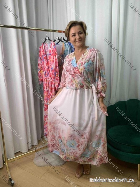 Šaty dlhé dlhý rukáv dámske nadrozmer (42/44/46 ONE SIZE) TALIANSKA MÓDA IMWEC25003