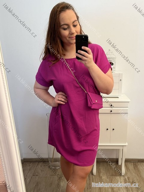 Šaty letné oversize s kabelkou krátky rukáv dámske nadrozmer (XL/2XL/3XL ONE SIZE) TALIANSKA MÓDA IMC22391