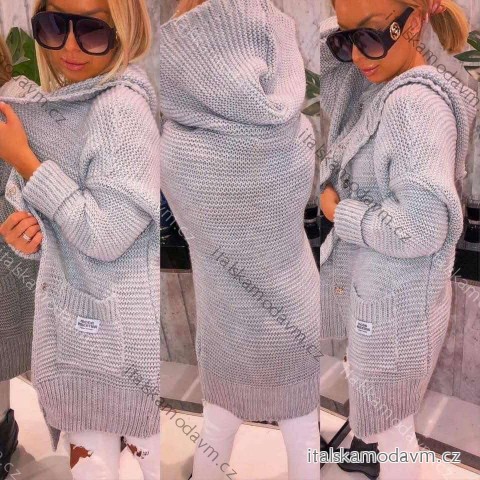 Cardigan oversize teplý dlouhý rukáv dámský (M/L/XL ONE SIZE) ITALSKÁ MÓDA IMD24292/DUR