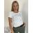 Tričko krátký rukáv dirkované dámské (S/M/L ONE SIZE) ITALSKá MóDA IM521020/DR S / M / L biele