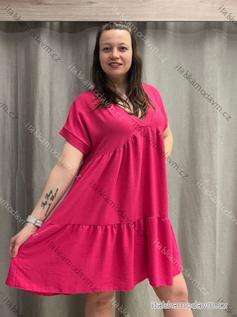 Šaty letní oversize krátký rukáv dámské nadrozměr (42/44/46 ONE SIZE) ITALSKá MóDA IM424386
