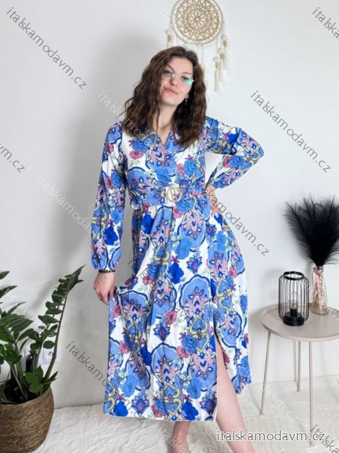Šaty letné elegantný dlhý rukáv dámske (S/M ONE SIZE) TALIANSKA MÓDA IMD23114