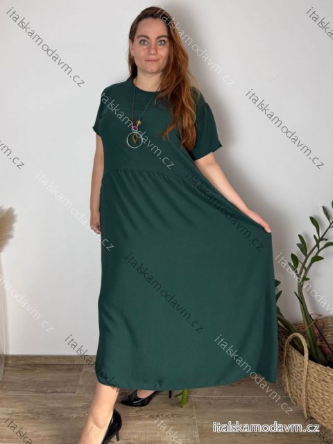 Šaty s přívěskem  dlouhé krátký rukáv dámské nadrozměr (54/56/58 ONE SIZE) ITALSKá MóDA IM424277/DUR