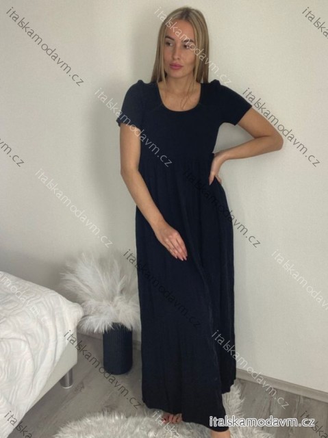 Šaty dlhé letné krátky rukáv dámske (S/M/L ONE SIZE) TALIANSKA MÓDA IM425MARIA-M/DU