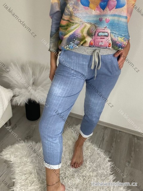 Tepláky dlouhé dámské riflové světlé (M/L/XL ONE SIZE) ITALSKA MODA IMB22048