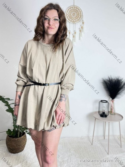 Šaty krátke mikinové dlhý rukáv dámske oversize (M/L/XL ONE SIZE) TALIANSKA MÓDA IMD25PEGY