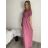 Šaty dlouhé letní žebrované krátký rukáv dámské (XS/S/M/L ONE SIZE) ITALSKÁ MÓDA IMSM25128