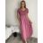 Šaty dlouhé letní žebrované krátký rukáv dámské (XS/S/M/L ONE SIZE) ITALSKÁ MÓDA IMSM25128