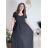 Šaty dlouhé letní žebrované krátký rukáv dámské (XS/S/M/L ONE SIZE) ITALSKÁ MÓDA IMSM25128
