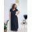 Šaty dlouhé letní žebrované krátký rukáv dámské (XS/S/M/L ONE SIZE) ITALSKÁ MÓDA IMSM25128