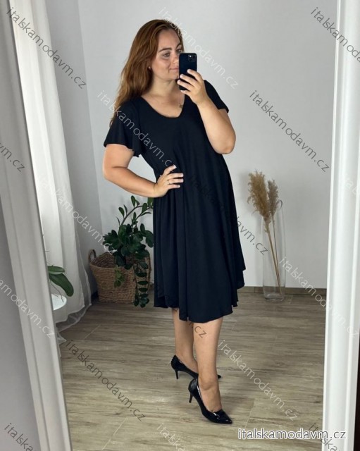 Šaty krátke letné krátky rukáv dámske nadrozmer (54/56/58 ONE SIZE) TALIANSKA MÓDA IM425164