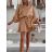Šaty krátké elegantní letní s páskem 3/4 dlouhý rukáv dámské (XS/S/M ONE SIZE) ITALSKÁ MÓDA IMD25040