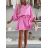 Šaty krátké elegantní letní s páskem 3/4 dlouhý rukáv dámské (XS/S/M ONE SIZE) ITALSKÁ MÓDA IMD25040
