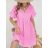 Šaty krátké bavlněné letní mušelín krátký rukáv dámské (XS/S/M ONE SIZE) ITALSKÁ MÓDA IMD25041