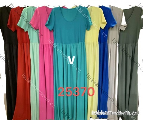 Šaty dlhé voľnočasové krátky rukáv dámske nadrozmer (42/44/46 ONE SIZE) TALIANSKA MÓDA IMD2525370
