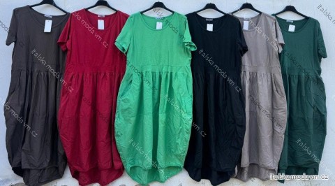 Šaty dlhé oversize letný krátky rukáv dámske nadrozmer (38/40/42 ONE SIZE) TALIANSKA MÓDA IMD25052