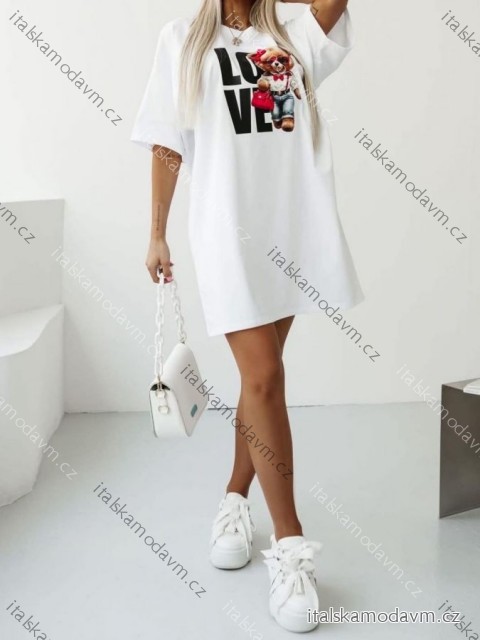 Šaty krátke letné krátky rukáv dámske nadrozmer (38/40/42 ONE SIZE) TALIANSKA MÓDA IMD25053